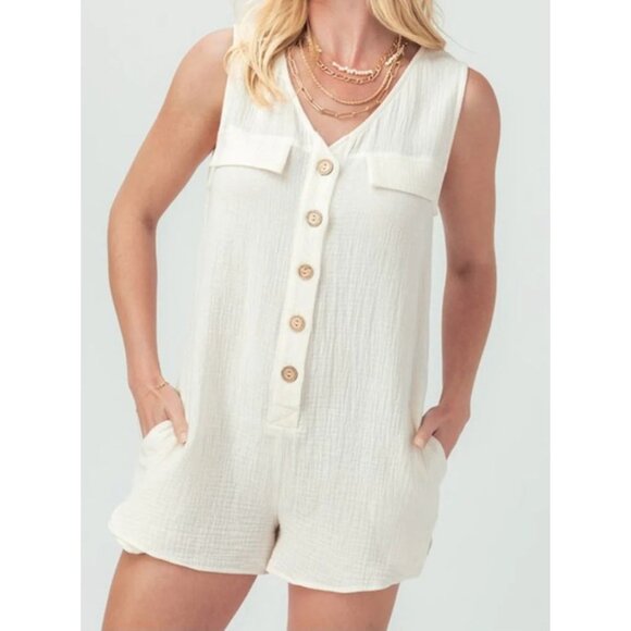 Akair Pants - Gauze Sleeveless Romper Small